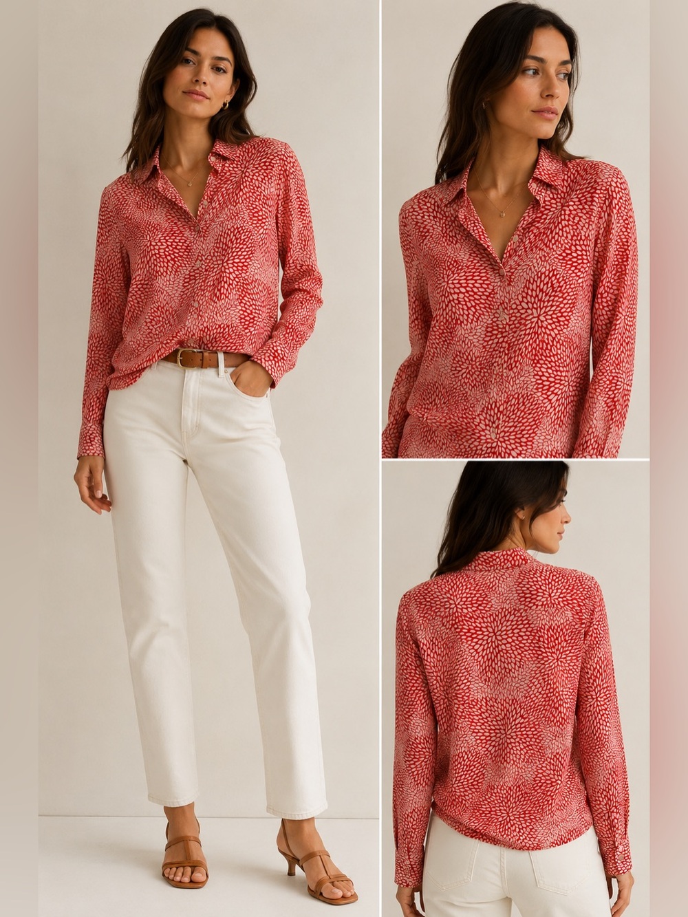 EQUIPMENT SOPHIE CHRYSANTHEMUM PETAL PRINT SILK BLOUSE SZ M
